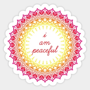 I Am Peaceful - Yoga Meditation Captions Mandala Illustration Print Design GC-092-25 Sticker